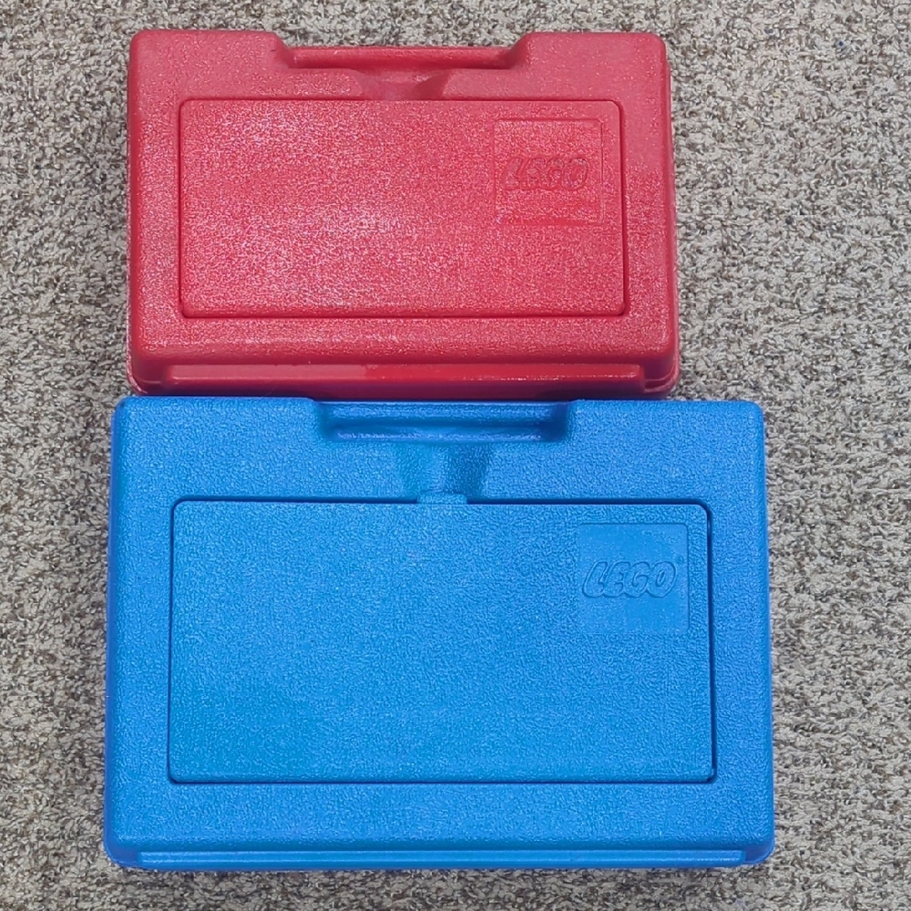 Vintage Lego 1980's Hard Plastic Storage Boxes Large And Small Bundle